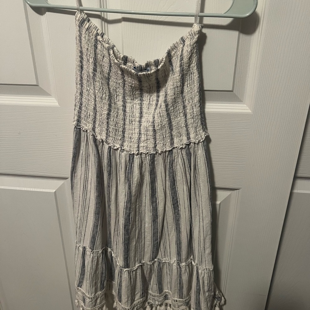 Blue Island Textured Striped Dress